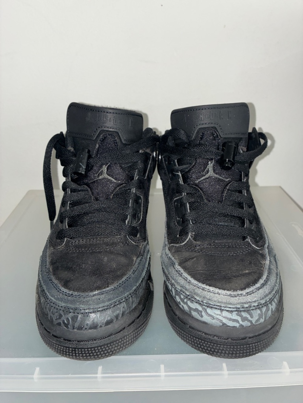 Jordan Black with Gray Elephant Print High-Top Sneakers